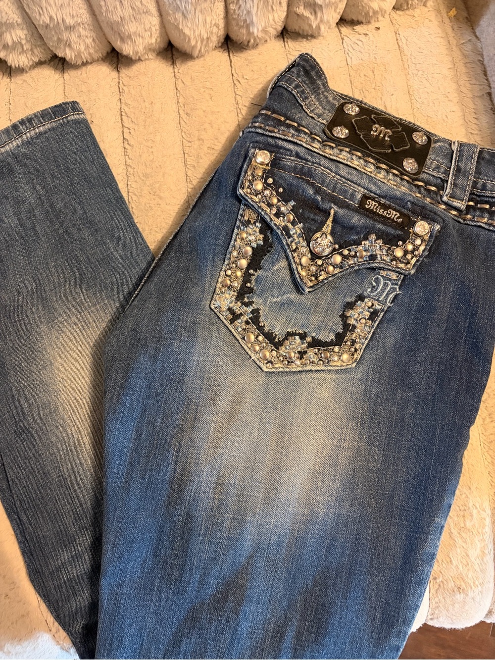 Miss Me Blue Embellished Skinny Jeans
